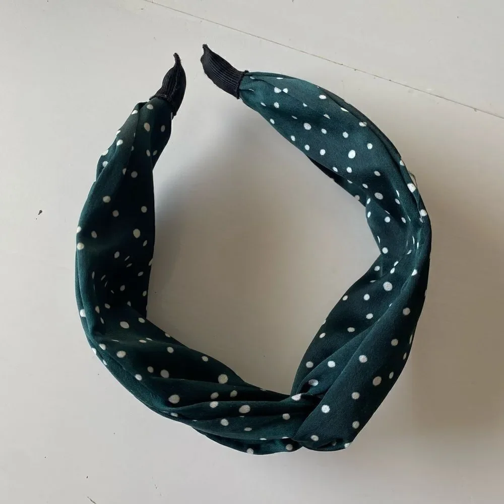 Green Polka Dot Knot Headband
